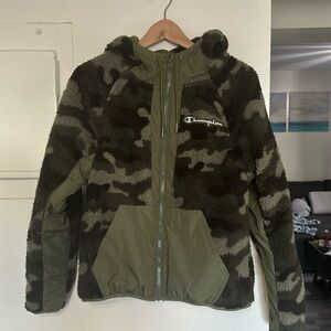Champion Camo Sherpa Zip Up Hooded Jacket